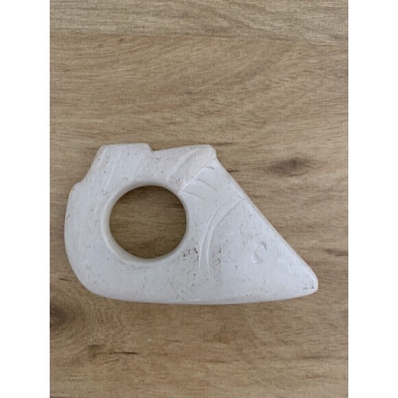 VTG 80s Soapstone Tropical Fish Neutral/ Beige Napkin Ring Holders Heavy Duty - Picture 3 of 5